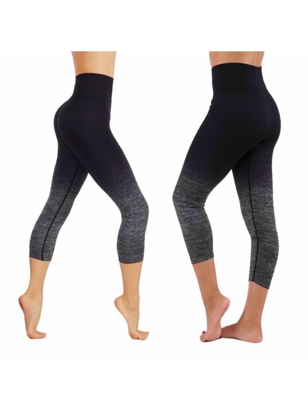 CODEFIT Ombre Capri Leggings Black Gray Seamless High Waist S/MP Performance